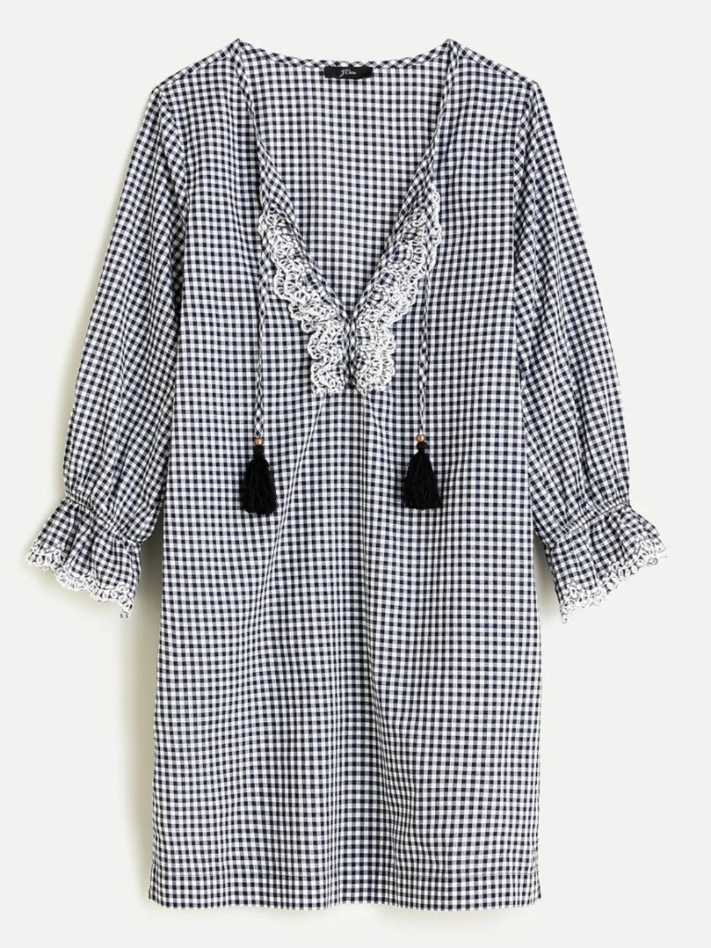 J CREW Scalloped Gingham check tunic sz XS #AL053